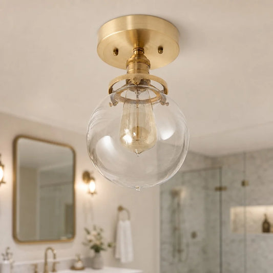 Elton Modern Industrial Clear Glass Globe Ceiling Light