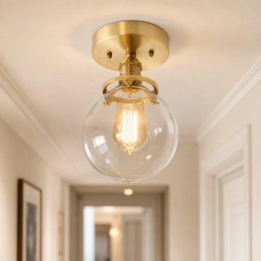 Elton Modern Industrial Clear Glass Globe Ceiling Light