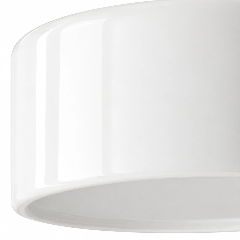 Emery Modern Glass Drum Pendant Light - White small - construction detail - detail-glass-wall