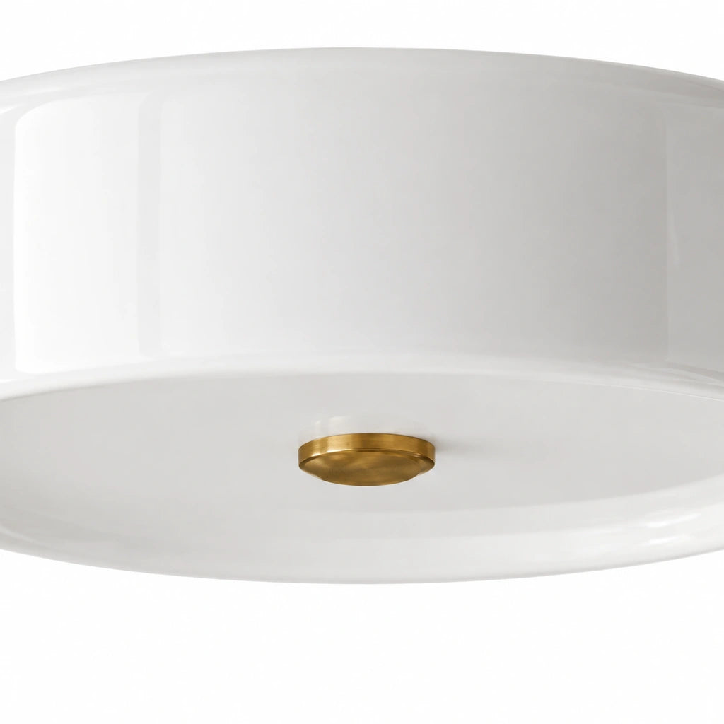 Emery Modern Glass Drum Pendant Light - White small - construction detail - detail-bottom-finial