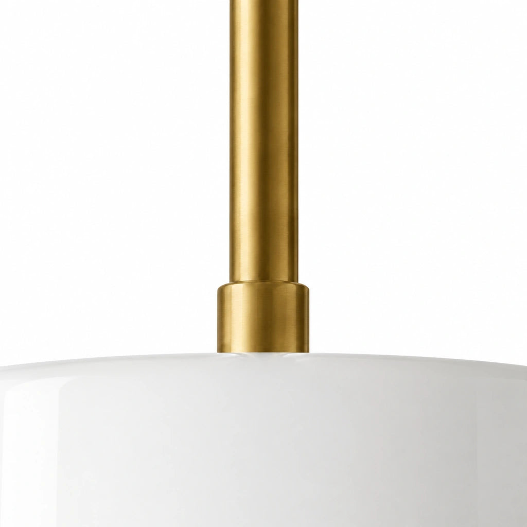 Emery Modern Glass Drum Pendant Light - White small - construction detail - detail-rod-collar