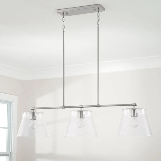 Eska Industrial 3-Light Seeded Glass Adjustable Pendant Light