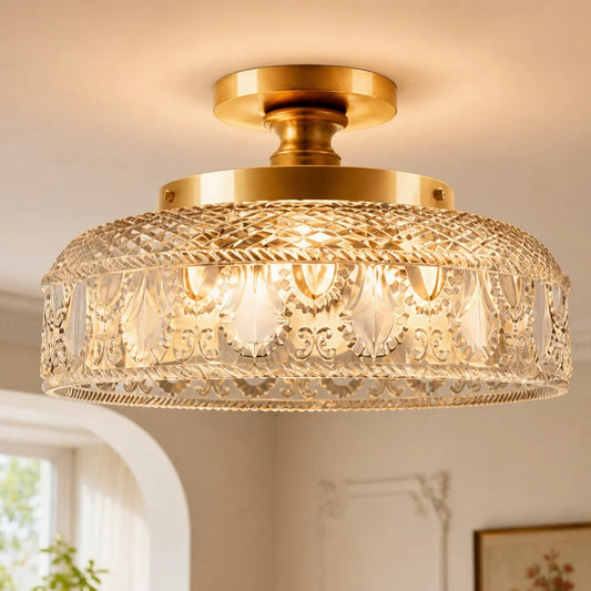 Estelle Modern Pattern Glass Disc Ceiling Light