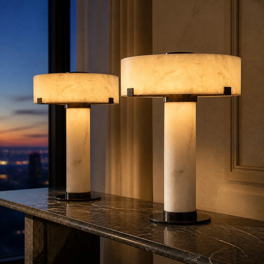 Ethan Modern Metal Alabaster Ring Table Lamp