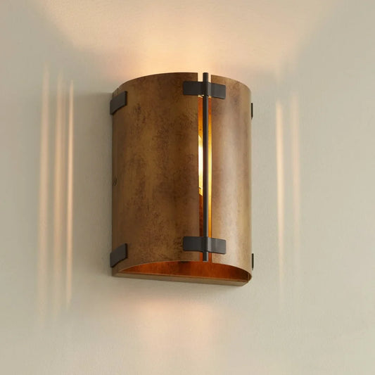 Eucleia Rustic Bronze Metal Curved Shade Wall Sconce