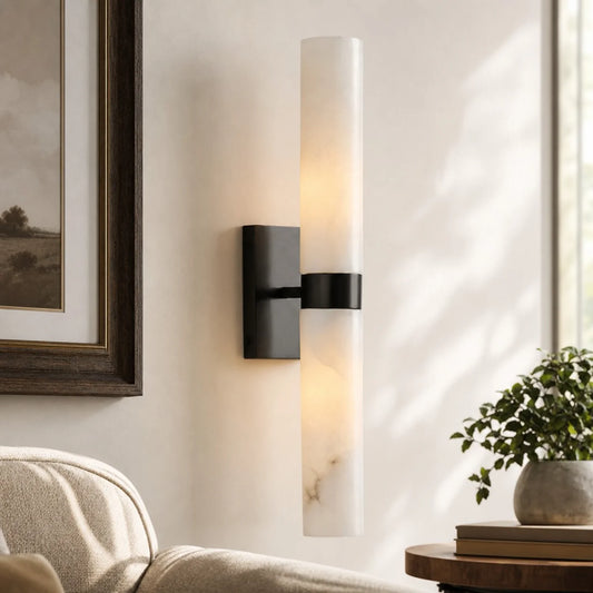 Eudora Modern Alabaster Double Tube Wall Sconce