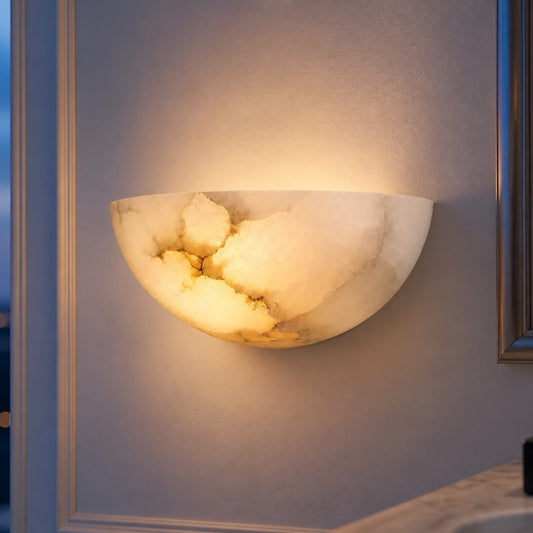 Eulalie Modern Alabaster Half-Moon Wall Sconce
