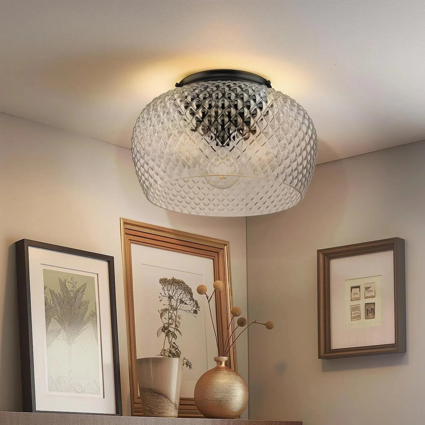 Evander Vintage Brass Cut Glass Ceiling Light | Mergelighting – Merge ...