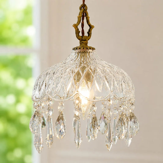 Evelyn Luxury Grid Crystal Glass Pendant Light
