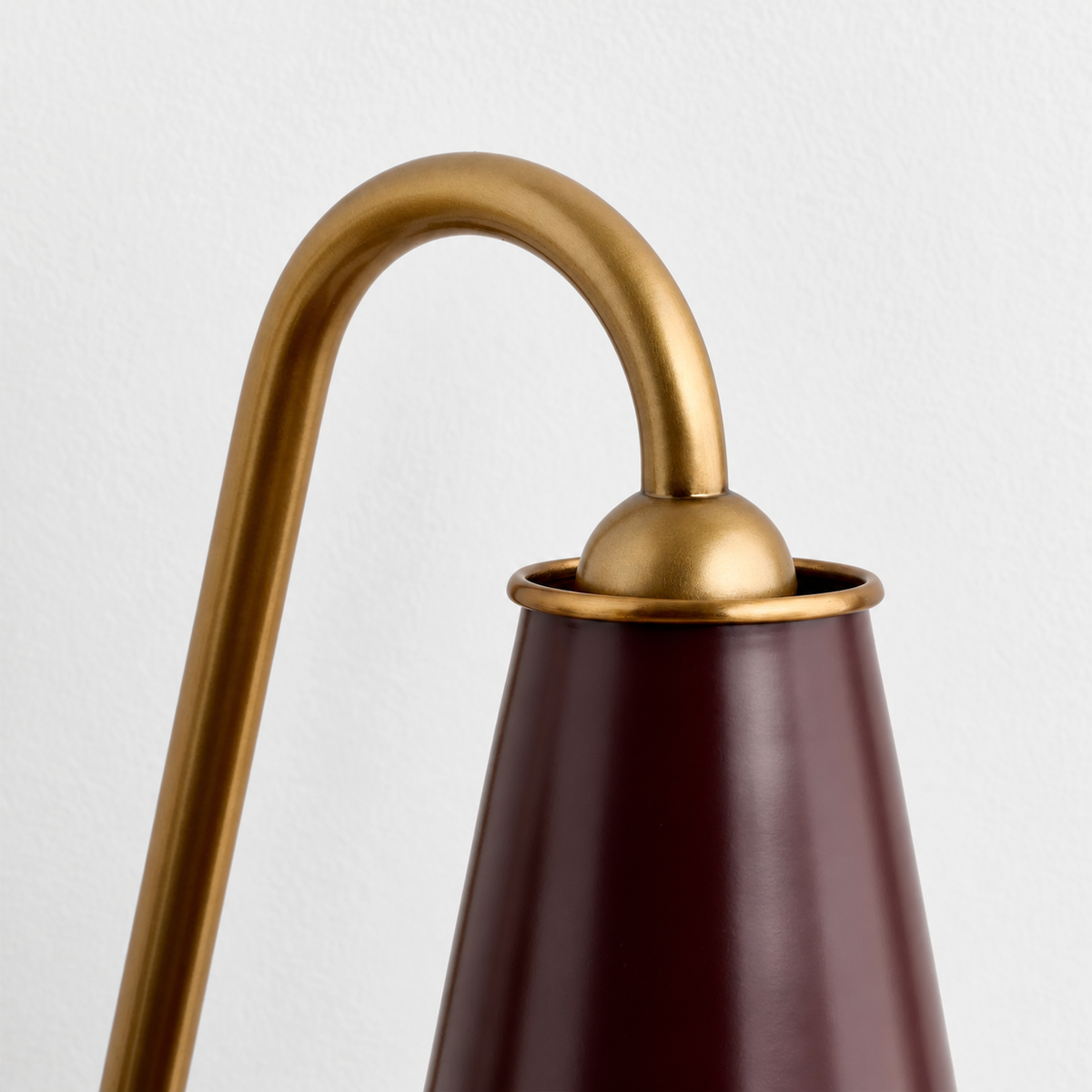 Everton Brass Double Wall Sconce Light, burnished brass arm detail