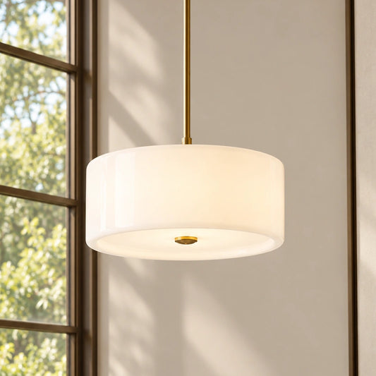 Evron Modern Glass Drum Pendant Light