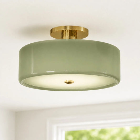 Evron Modern Drum Semi Flush Mount Ceiling Light