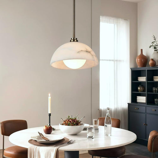 Farmhouse Alabaster Dome Pendant Light