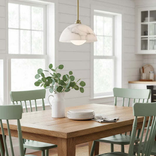 Farmhouse Alabaster Dome Pendant Light