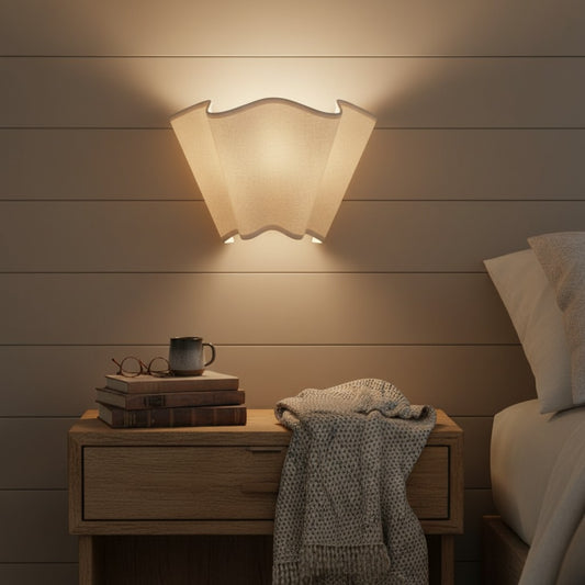 Farmhouse Ivory Linen Scalloped Sconce