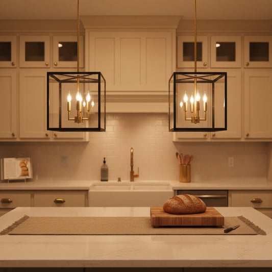 Farmhouse Square Lantern Glass Metal Pendant Light