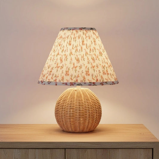 Farmhouse Textured Rattan and Fabric Table Light