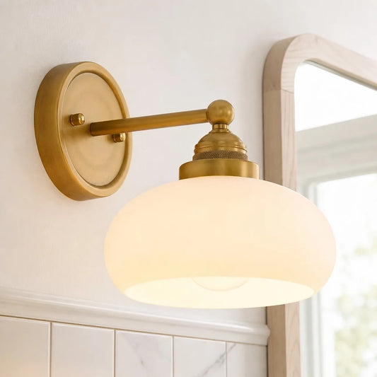 Ferran Vintage Industrial Milk White Glass Wall Sconce