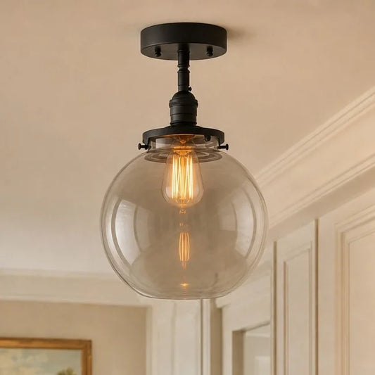 Ffion Modern Globe Glass Semi-Flush Mount Ceiling Light