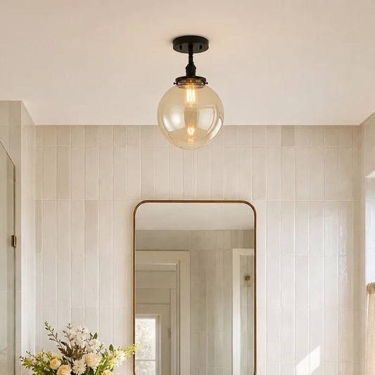 Ffion Modern Globe Glass Semi-Flush Mount Ceiling Light
