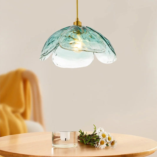 Flora Modern Hammered Petals Glass Pendant Light