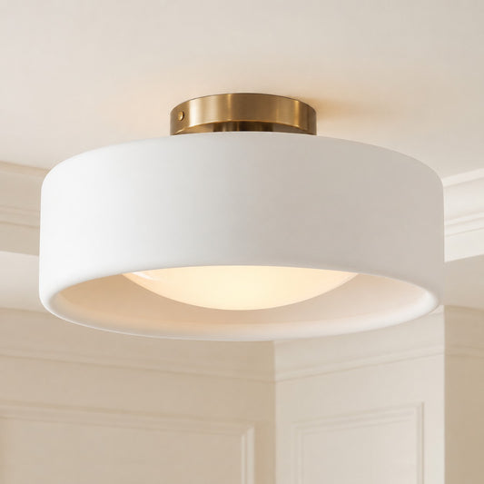 Flori Modern Porcelain Drum Shade Ceiling Light