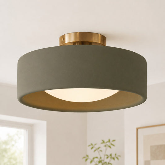 Flori Modern Porcelain Drum Shade Ceiling Light