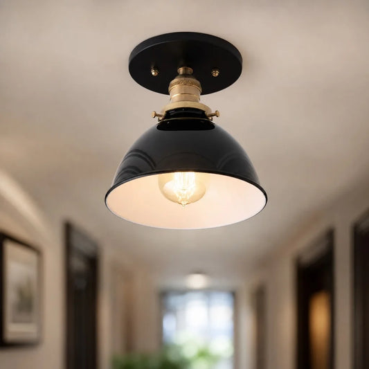 Foerd Modern Industrial Black Enamel Dome Ceiling Light