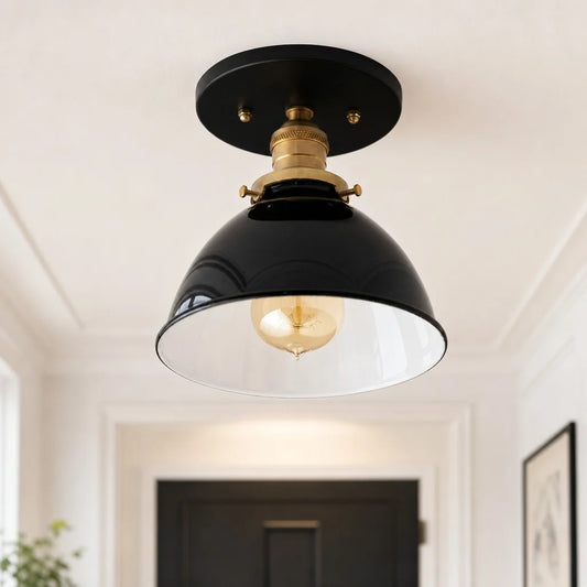 Foerd Modern Industrial Black Enamel Dome Ceiling Light