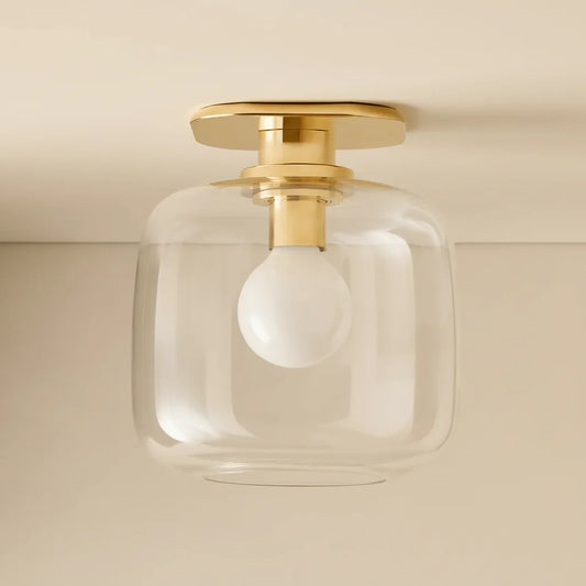 Frances Modern Unlacquered Brass Flush Mount Light