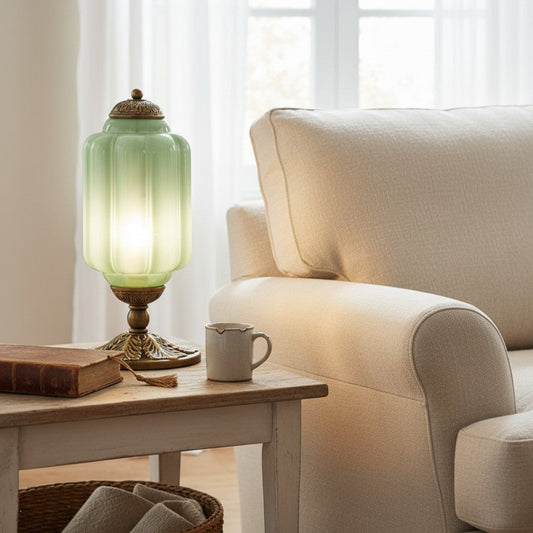 French Retro Cream Glass Textured Eloise Table Lamp