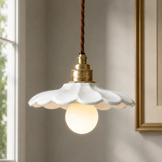French Colored Petal Ceramic Pendant Light