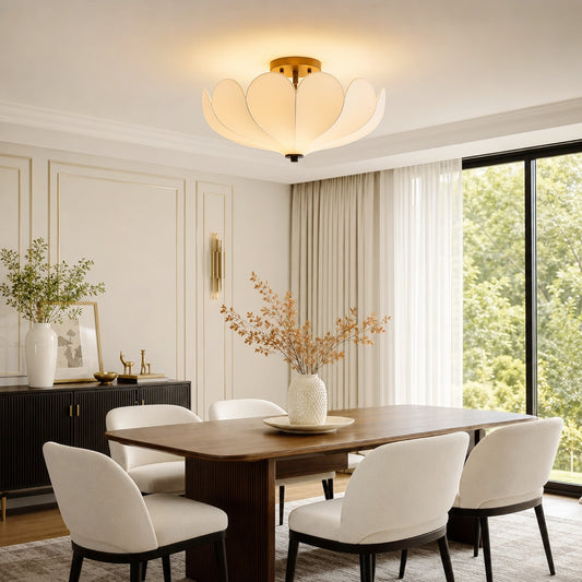 Freya Nordic Fabric Semi Flush Mount Ceiling Light