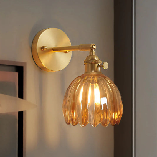 Gannon Vintage Lotus Glass Wall Light