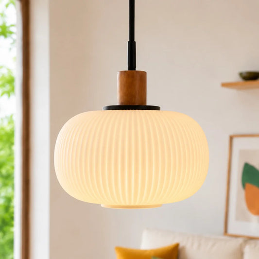 Genevieve Scandinavian Frosted Ribbed Glass Pendant Light