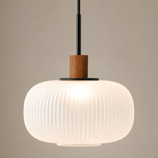 Genevieve Scandinavian Frosted Ribbed Glass Pendant Light