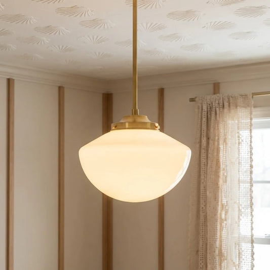 Genevieve Vintage Brass Glass Globe Pendant Light