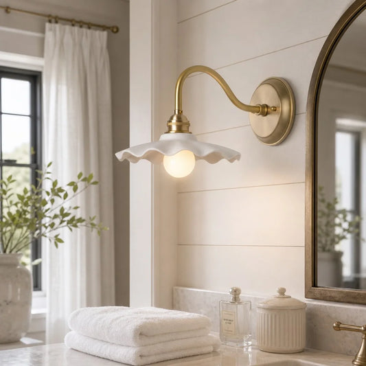 Georgia Modern Gooseneck Style Ceramic Wall Sconce