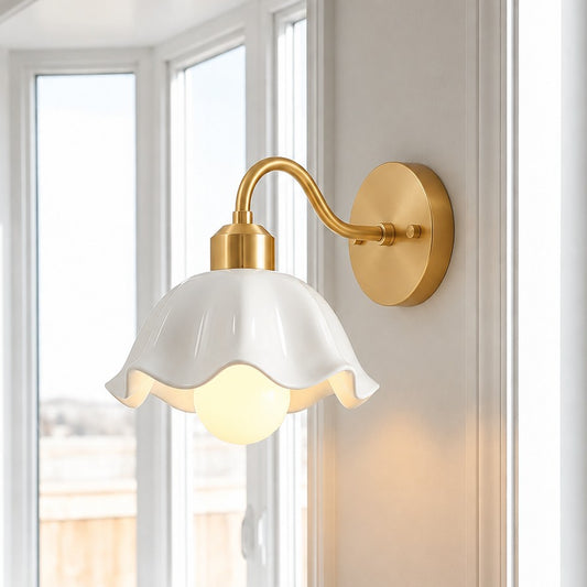 Georgia Modern Gooseneck Style Ceramic Wall Sconce