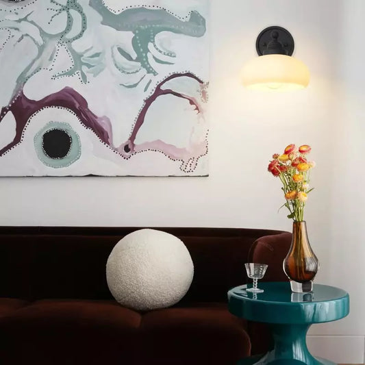 Geryon Vintage Industrial Milk White Glass Wall Sconce