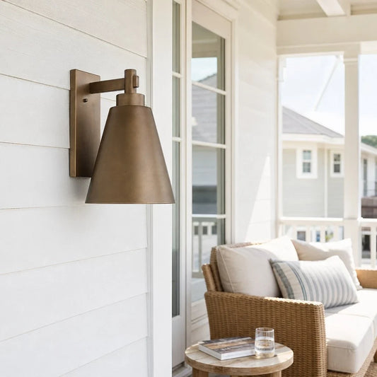 Gethin Industrial Outdoor Conical Metal Wall Sconce
