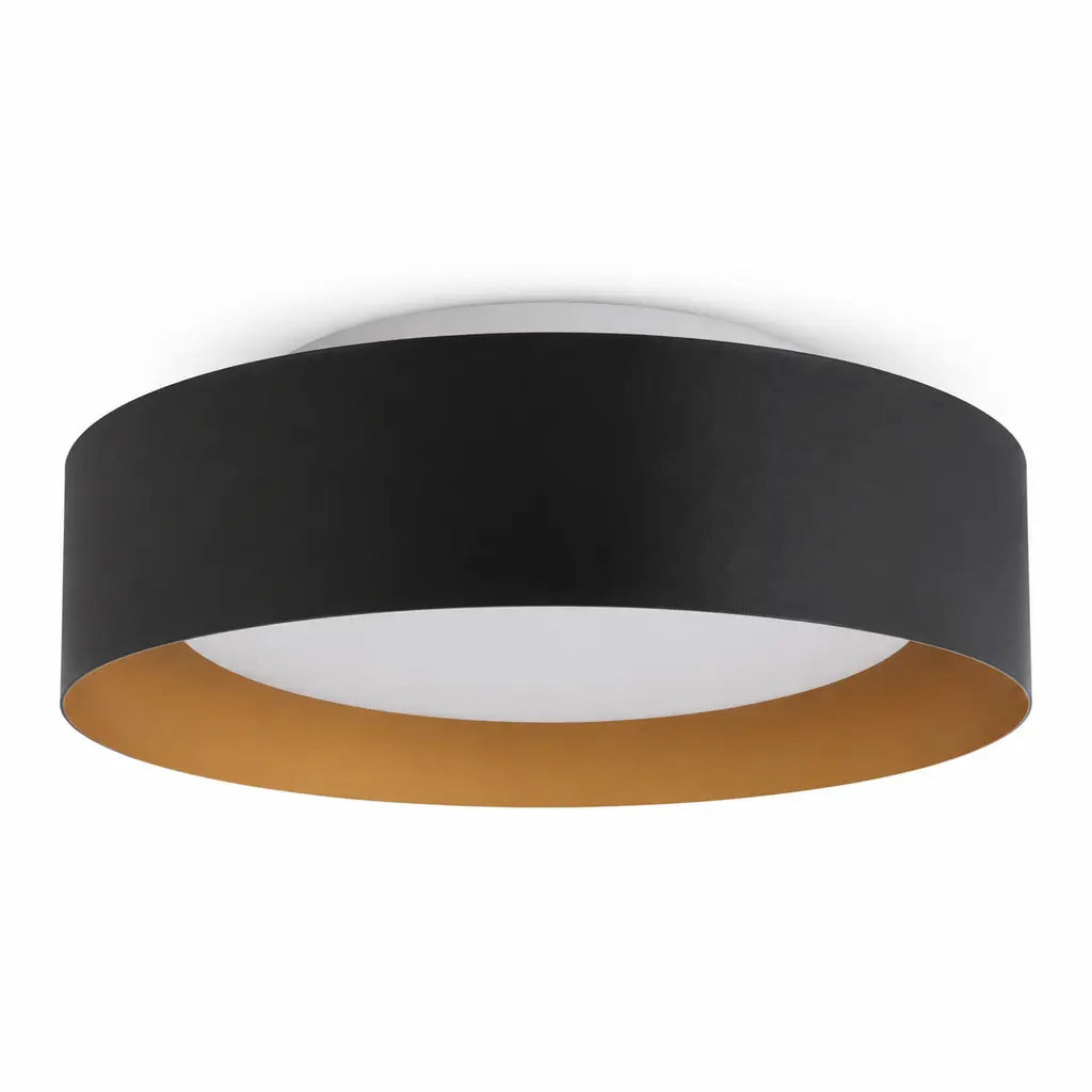 Giselle Modern Glass Flush Mount Ceiling Light, Black/Gold, switched-off white-background view