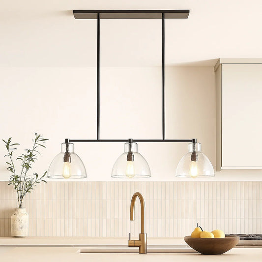 Gravyn Modern Minimalist 3-Light Linear Glass Pendant Lamp