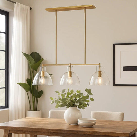 Gravyn Modern Minimalist 3-Light Linear Glass Pendant Lamp