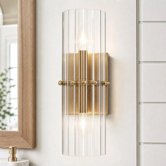 Grayce Luxury Ribbed Crystal Double Sconce