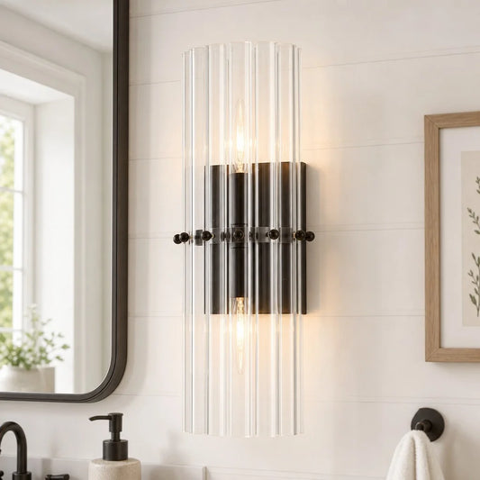 Grayce Luxury Ribbed Crystal Double Sconce