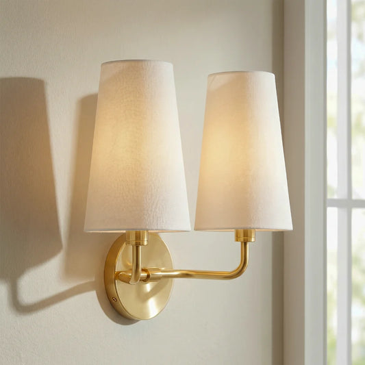 Gwenda Retro Metal Linen Shade Double Sconce