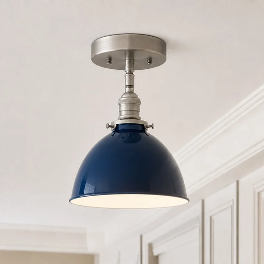 Gwennan Industrial Dome Metal Semi Flush Mount Ceiling Light