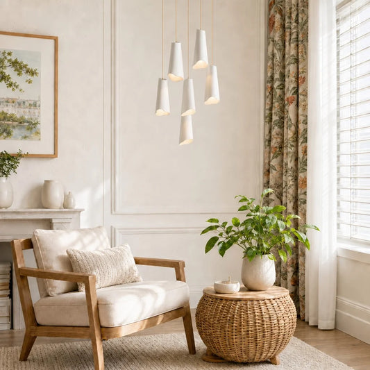 Gwynetha Modern Flared Cone Ceramic Multi-Light Chandelier