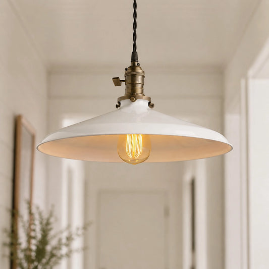 Halen Industrial White Ceramic Pendant Light